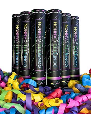 Confetti Sky [6 Pack] 12 Inch Confetti Cannons | Multicolor Streamers Poppers for Wedding Celebration, Birthday Party, Pranks, Graduation, Christmas Eve and New Year Celebration