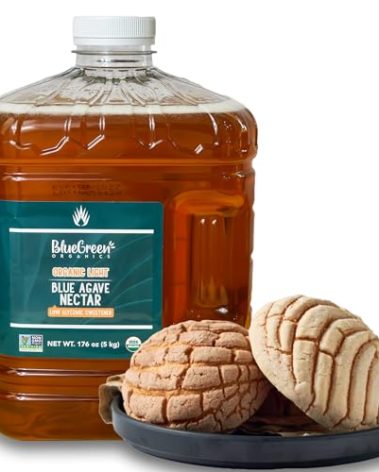BLUE GREEN ORGANICS, Agave syrup, Gluten Free, Organic, Sweetener, teas, coffees, pancakes or any baked good, Family-friendly, Sugar substitute, Light, 176 Oz