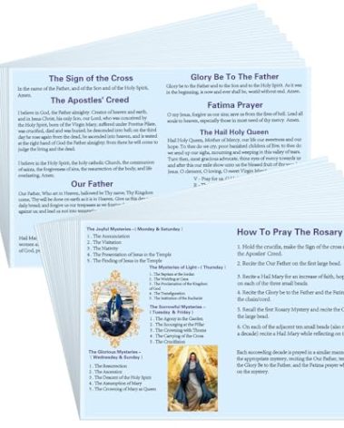 Motiskyy 100 Pcs How to Pray the Rosary Prayer Card 6 x 4 Inches Laminated Pamphlet Paper How to Pray the Rosary Booklet Catholic for Beginners Sunday Learning(Light Blue)