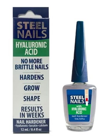 Amen Steel Nails Hardener with Hyaluronic Acid 0.40oz, No More Brittle Nails, Grow, Harden in Weeks
