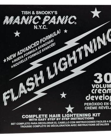 MANIC PANIC Flash Lightning Hair Bleach Kit - Bleach Powder + 30 Volume Developer - Hair Lightener for Dark Shades - Lifts Up to 5 Levels - Achieve Medium to Light Blonde - Vegan & Cruelty-Free