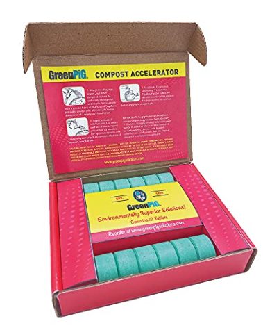 GREEN PIG Commercial Strength Compost Accelerator Converts Yard Waste to Fertile Humus in 30 Days and Helps Control Odors Associated with Compost Piles, 1 Box (12 Dissolvable Tablets)