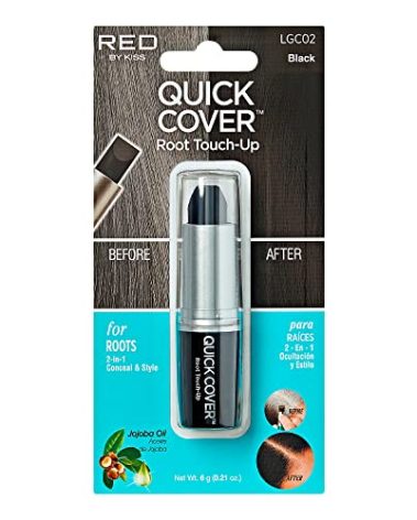 RED by Kiss Quick Cover Root Touch Up Stick, Water-Resistant Temporary Gray Hair Concealer with Brush for Roots and Beard, Long-Lasting Coverage, Easy Application (1 Pack, Black)