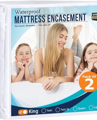 Utopia Bedding Zippered Mattress Encasement King Size (Pack of 2), 100% Waterproof, Dust Mite and Bed Bug Proof Mattress Protector, Absorbent 6-Sided Mattress Cover