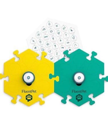 FluentPet Tester Kit - Set of 2 Dog Talking Buttons & HexTiles - Customizable Cat & Dog Training Buttons for Communication - Batteries Included - Pet Buttons Gift Set