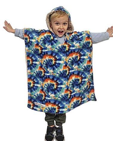 Birdy Boutique Car Seat Poncho for Kids – Safe to Use Over Seat Belts – Reversible Warm and Cozy Blanket – Easy on Easy Off and Doesn’t Impact Car Seat Performance – Tie Dye – One Size