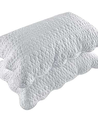 BOSOWOS King Size Pillow Shams Set of 2, Ultra Soft Breathable 20 x 36 Inches Quilted Pillow Cases Envelope Closure for Sleeping, Decorative Microfiber Bed Pillowcases Easy Care, White