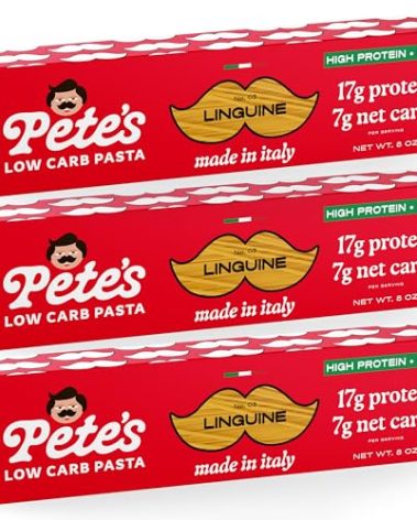 17g High Protein Linguine Pasta | 7g Low Carb Keto Pasta | Healthy, Italian Pasta From Italy | 3-Pack, 8oz - Pete's Pasta