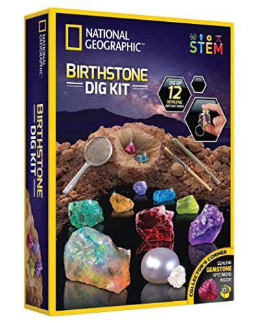 National Geographic Birthstone Dig Kit - Science Kit with 12 Genuine Birthstones, Includes a Real Diamond, Ruby, Sapphire, Pearl, & More, Gemstones and Crystals, Rock Collection (Amazon Exclusive)