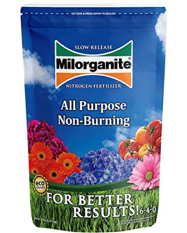 Milorganite All-Purpose Eco-Friendly Slow-Release Nitrogen 6-4-0 Fertilizer, 5 Pound Bag - for Lawns, Flowers and Gardens