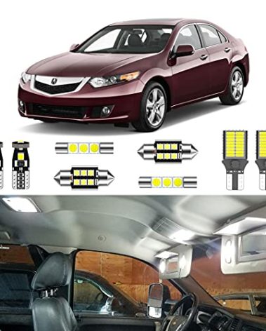 LIGHSTA 16PCS Super Bright White LED Interior Light Kit Package for Acura TSX 2009 2010 2011 2012 2013 2014 + License Plate Lights and Install Tool