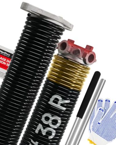 KaiMinDogz Pair of 1.75" Garage Door Torsion Springs Set with Non-Slip Winding Bars&Gloves, High Precision Electrophoresis Oil-Free Black Coated for Replacement, MIN 16,000 Cycles (0.250 x 1.75"x 38")