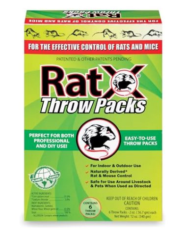 RatX Throw Packs- for All Species of Rats and Mice Safe Around Pets