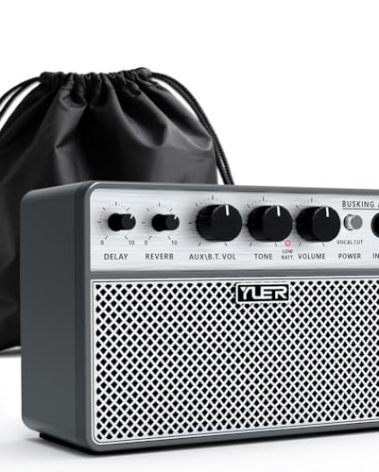 Yuer BA-10Pro 10W Acoustic Guitar Amp, Portable Vocal & Guitar Amplifier with Digital Delay/Reverb Effect Headphone Jack/OTG Wireles Small Guitars Amp for Recording, Practice, Travel with Carry Bag