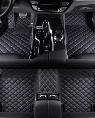 Custom Personalized Floor Mats for Cars，Luxury Full Coverage All Weather Car Floor Mats，Anti-Slip Leather Car Mat Set ，Custom Floor Mats for 99% of Cars, Trucks & SUVs (Pure Black)