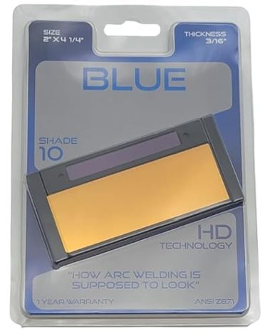 TrueArc Blue Solar Powered Auto-Darkening Gold Welding Lens – Replacement True Color Filter Welding Helmet Accessories – Fits most 2" x 4 1/4" Welding Hoods – Shade 10