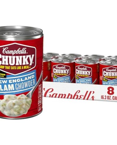 Campbell’s Chunky Soup, New England Clam Chowder, 16.3 Oz Can (Case of 8)