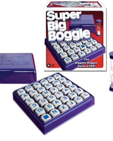 Super Big Boggle with 6x6 Grid and 36 Letter Cubes by Winning Moves Games USA, the Biggest Boggle Game Ever, 4 Minute Sand Timer, for 2 or More Players, Ages 8+ (1165)