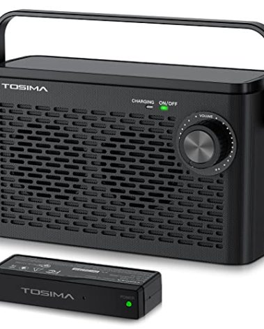 Tosima TV-8000 Wireless TV Speakers- Voice Highlighting TV Speakers for Hard of Hearing, Seniors and Elderly, 1000mAh Rechargable Battery, 8-HR Playtime, 2.4G RF Transimitter, 100Ft Range
