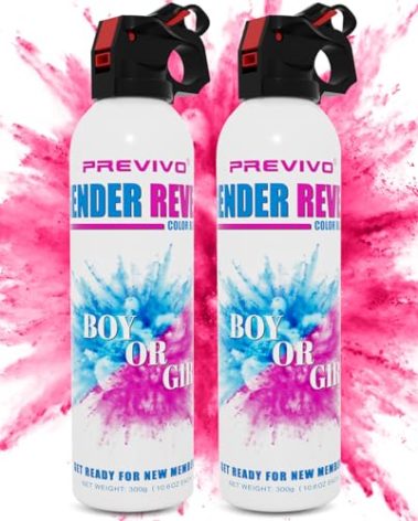 Previvo Gender Reveal Fire Extinguisher Set - 2 Pcs Pink Smoke Spary -100% Biodegradable Party Supplies- For Memorable Baby Gender Reveal Decorations &Ideas(Large Size)