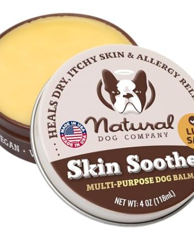 Natural Dog Company Skin Soother Balm, Protects from Hot Spots, Itching & Irritation Relief, Allergy Lotion, Dog Moisturizer & Rash Cream with Coconut Oil & Vitamin E for Pets (4 oz Tin)