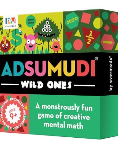 Evermade Adsumudi Math Game - Wild Ones - The Wildly Fun Game for Kids to Tame Fractions, Decimals, Money, Big Numbers and Mental Math - Great for Ages 9 and Up