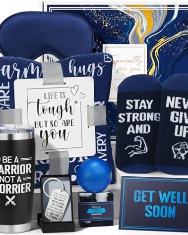 Get Well Soon Gifts for Men, After Surgery Cancer Gifts for Men Chemo Care Package Get Well Gift Basket for Sick Friends, Thinking of You Feel Better Birthday Gifts Box for Men Dad Brother w/Tumbler