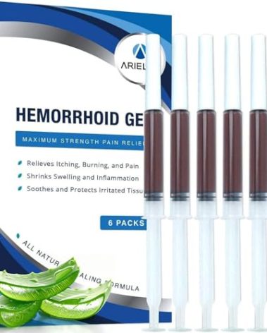 Hemorrhoid Treatment Suppository for Fissure Discomfort: Nature Hemorrhoidal Shrinking Gel - Fast Soothing Healing Itching Burning Pain Relief (Aloe, Pack of 6)