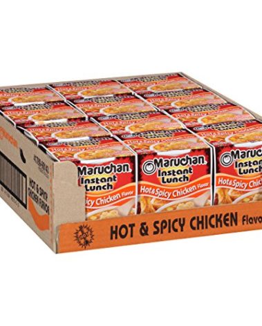 Maruchan Instant Lunch Hot & Spicy Chicken, Ramen Noodle Soup, Microwaveable Meal, 2.25 Oz, 12 Count