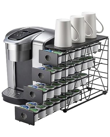 FlagShip K Cup Holder for Keurig Pod K Cup Storage 4 Tier K Cup Drawer Organizer for Counter (56 Pods Capacity)