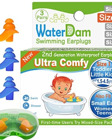 WaterDam Swimming Ear Plugs Great Waterproof Ultra Comfy Earplugs Prevent Swimmer's Ear