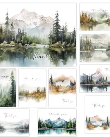 Thank You Cards Set of 20,4x6 Inches Watercolor Nature Forest Thank You Cards with Envelopes, Perfect Thank You Cards Bulk For All Occasions,incl. Baby Shower, Wedding, Birthday Party, Greeting