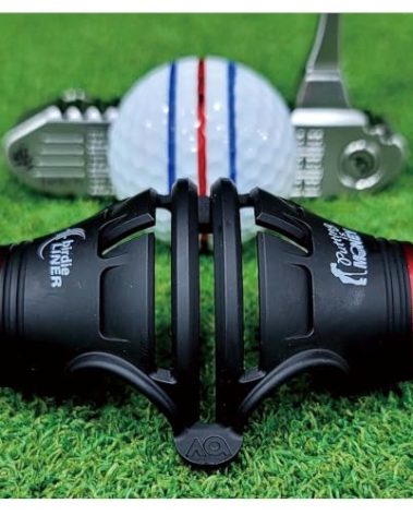BIRDIE79 Birdie Liner Black Golf Ball Marker Alignment Tool Kit - 360-Degree Triple Line Stencil with 3-Color Pens and Gift Box - Premium Quality