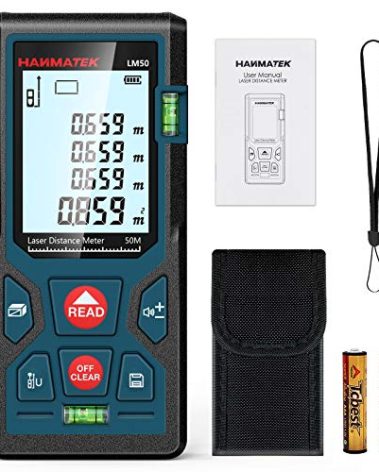 165ft/50m Laser Measure Ft/in/M Switching LM50 Laser Measurement Tool Devices with 2 Bubble Levels Distance Meter,Large Backlit LCD