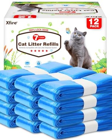 12 Pack Cat Litter Refill Bags, 100% Odor Lock Litter Refills Compatible with Litter Genie XL/Plus/Standard/Pet Pail