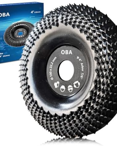OBA Grinder Wheel Disc 4 Inch Wood Shaping Wheel, Wood Grinding Shaping Disk for Angle Grinders with 5/8” Arbor