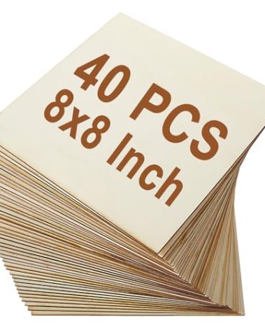 40 Pieces 8x8 Inch Wood Squares Unfinished Plywood Wood Sheets 1/8 inch Thick Blank Wood Square for Crafts, Paintings, Scrabble Tiles, Mini House Building, Coaster, Engraving, Home Decoration