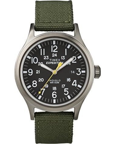 Timex Men's Expedition Scout 40mm Watch – Black Dial Gray Case & Green Fabric Strap