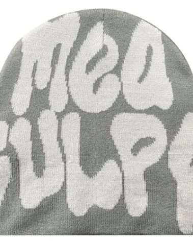 DadaFash Beanie Y2k Hat Acrylic Knit Skull Cap MEA Culpa Graphic Beanies Design Winter Warm Hats for Women Men Teenagers, Gray White