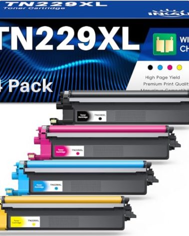 INK4U Compatible TN229XL Toner Cartridges 4 Pack Replacement for Brother TN229XL 229XL TN229 Toner Cartridges to Use with MFC-L3780CDW HL-L3280CDW MFC-L3720CDW HL-L3220CDW HL-L3300CDW HL-L3295 Printer