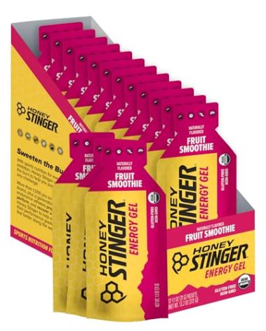 Honey Stinger Organic Fruit Smoothie Energy Gel, Gluten Free & Caffeine Free, for Exercise, Running and Performance, Sports Nutrition for Home & Gym, Pre and Mid Workout, 12 Pack, 13.2 Ounce