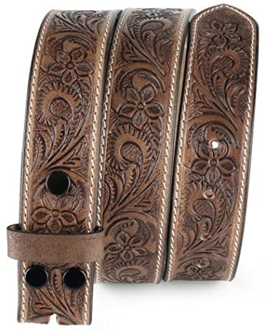 Western Belt without buckle for men – Full Grain Leather Cowboy Belts for jeans - One Piece Leather strap belt, USA,2022-18, size 38