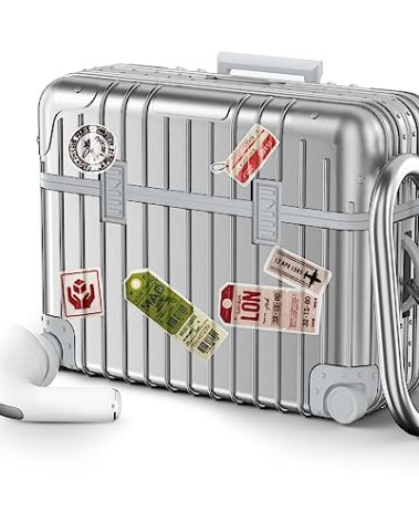 KOREDA Compatible with AirPods Pro 2nd/1st Generation Case Cover, Cute Funny Suitcase Design Case for Airpods Pro 2nd/1st Gen, Fashion Protective Hard Case for Women Men with Keychain (Silver)