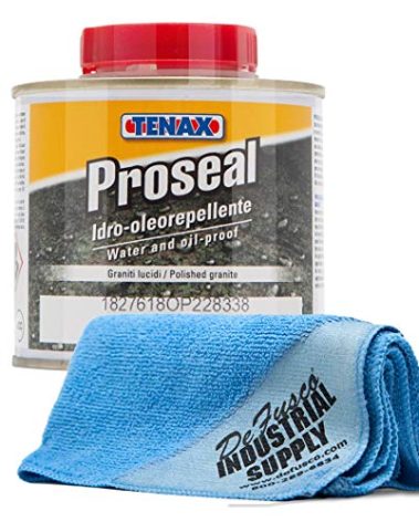 Tenax Proseal Granite Sealer, Marble Sealer, & Stone Sealer - 250mL - 16x16 Microfiber Cloth - Bundle - 2 Items