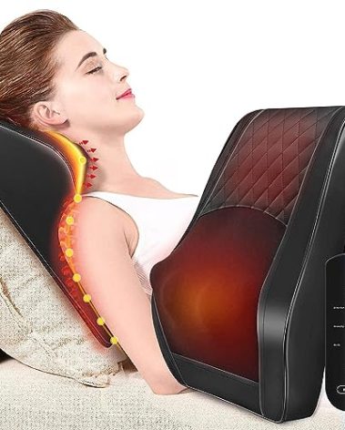 Boriwat Back Massager with Heat, 3D Kneading Massage Pillow for Back, Neck, Shoulder, Leg Pain Relief Deep Tissue, Gifts for Women Men Mom Dad