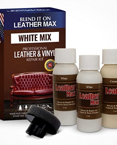 Leather Max Quick Blend Refinish and Repair Kit White, Restore Couches, Recolor Furniture & Repair Car Seats, Jackets, Sofa, Boots 3 Color Shades to Blend with/Leather Vinyl and More (White Mix)