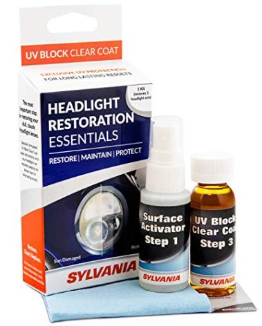 SYLVANIA - Headlight Restoration Essentials Kit - UV Block Clear Coat, Most Important Step to Restore Sun Damaged Headlights, Surface Activator, UV Protection for Clearer Headlights - 1 Fl Oz