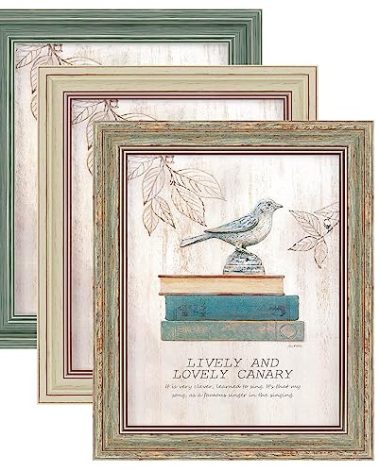 XUANLUO 3 Pack 8x10 Inch Picture Frames Farmhouse Rustic Vintage Distressed Wood Grain Photo Frame with HD plastic cover for Table Top Display and Wall Hanging
