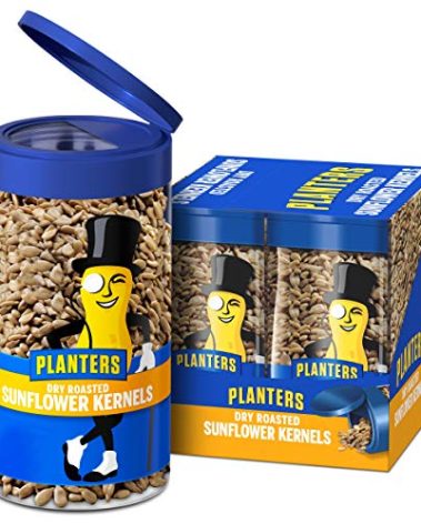 PLANTERS Pop & Pour Dry Roasted Sunflower Seeds to Eat, Road Trip Snack, Plant-Based Protein, Snacks for Adults, After School Snacks for Kids, Bulk Nuts, Kosher, 5.85oz Jar (4 Count)