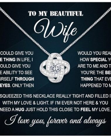 Larvincy To My Wife Necklace from Husband With Heartfelt Message & Elegant Box - Soulmate Necklace for Women, Romantic Jewelry Gift for Her On Birthday, Anniversary